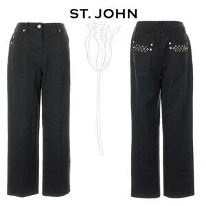 ST JOHN Black Bootcut Metal Embellishments Jeans